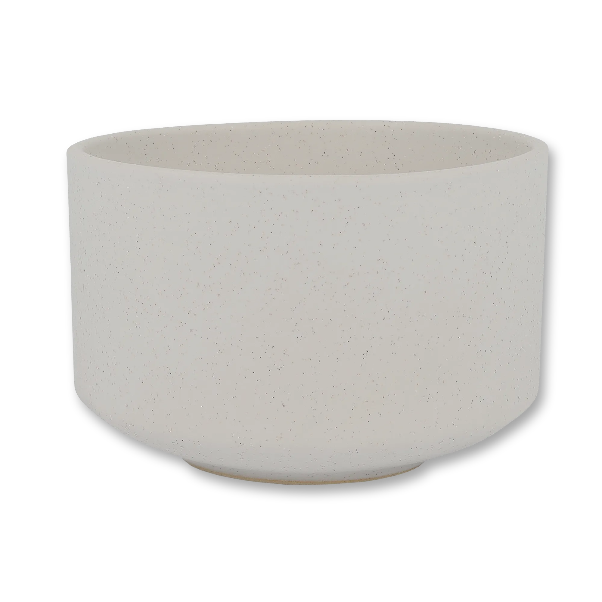 Hellbeige, gesprenkelte Keramikschale auf schwarzem Hintergrund