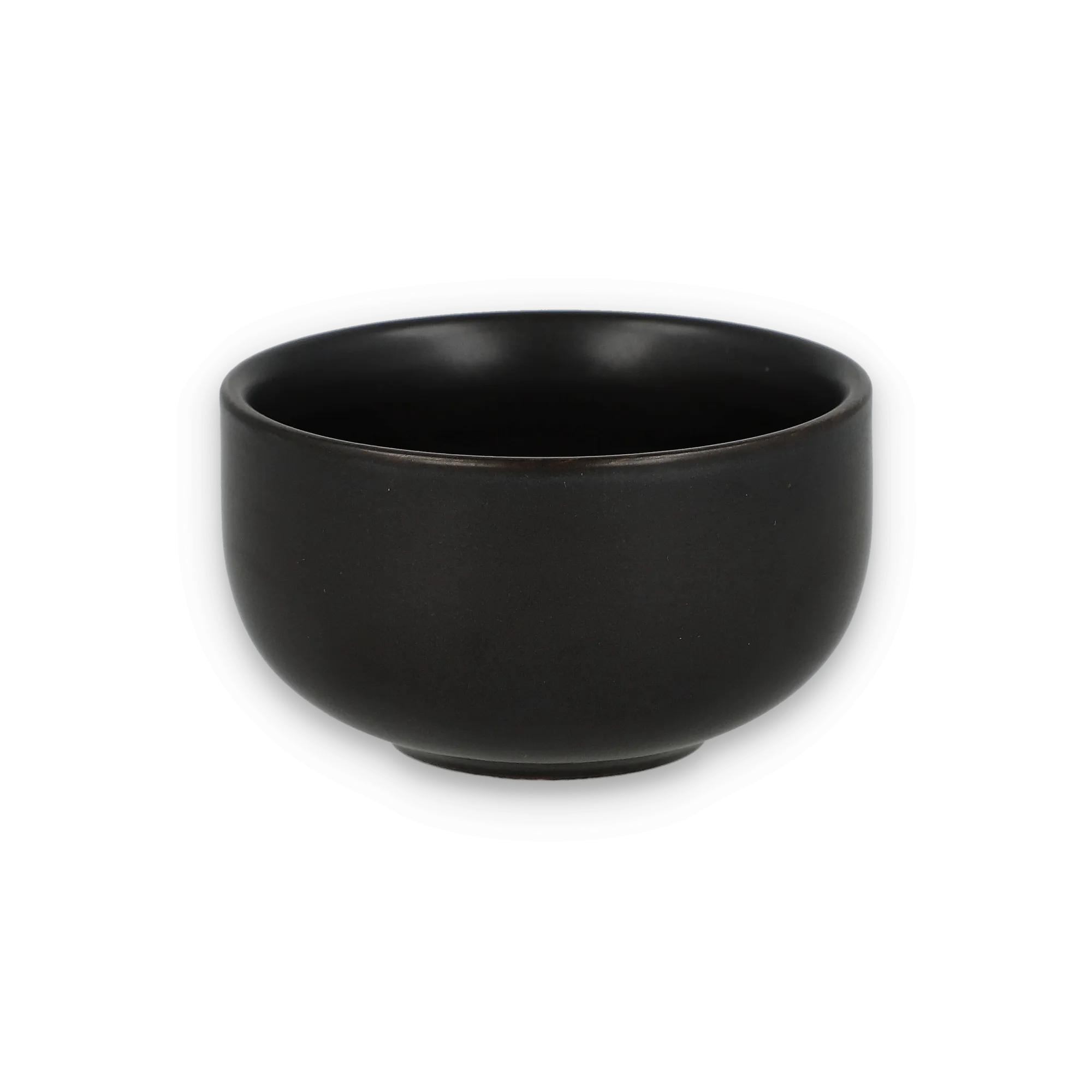 Schwarze Keramikschale mit matter Oberfläche, abgerundetem Design, ideal für stilvolles Teezubehör.