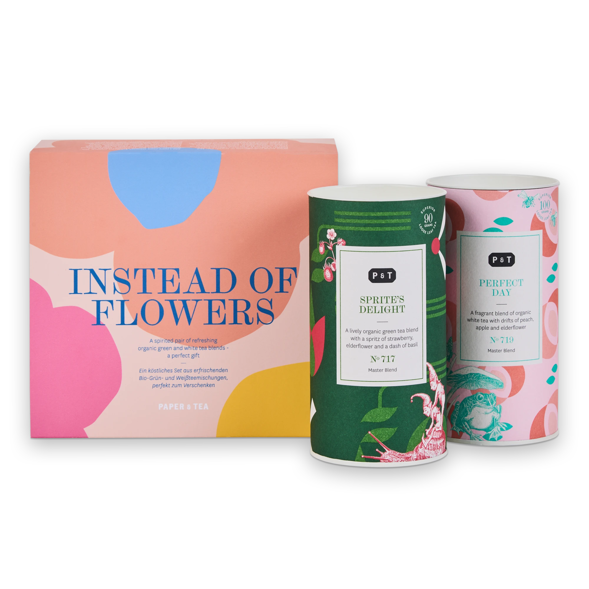Geschenkset mit Bio-Tee-Mischungen SPRITE'S DELIGHT und PERFECT DAY von PAPER & TEA.